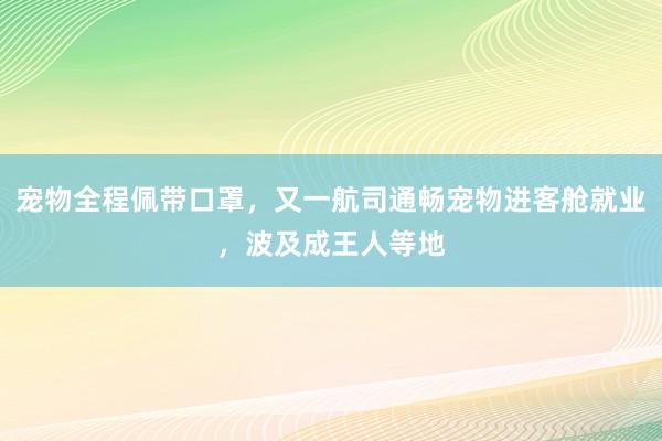 宠物全程佩带口罩，又一航司通畅宠物进客舱就业，波及成王人等地